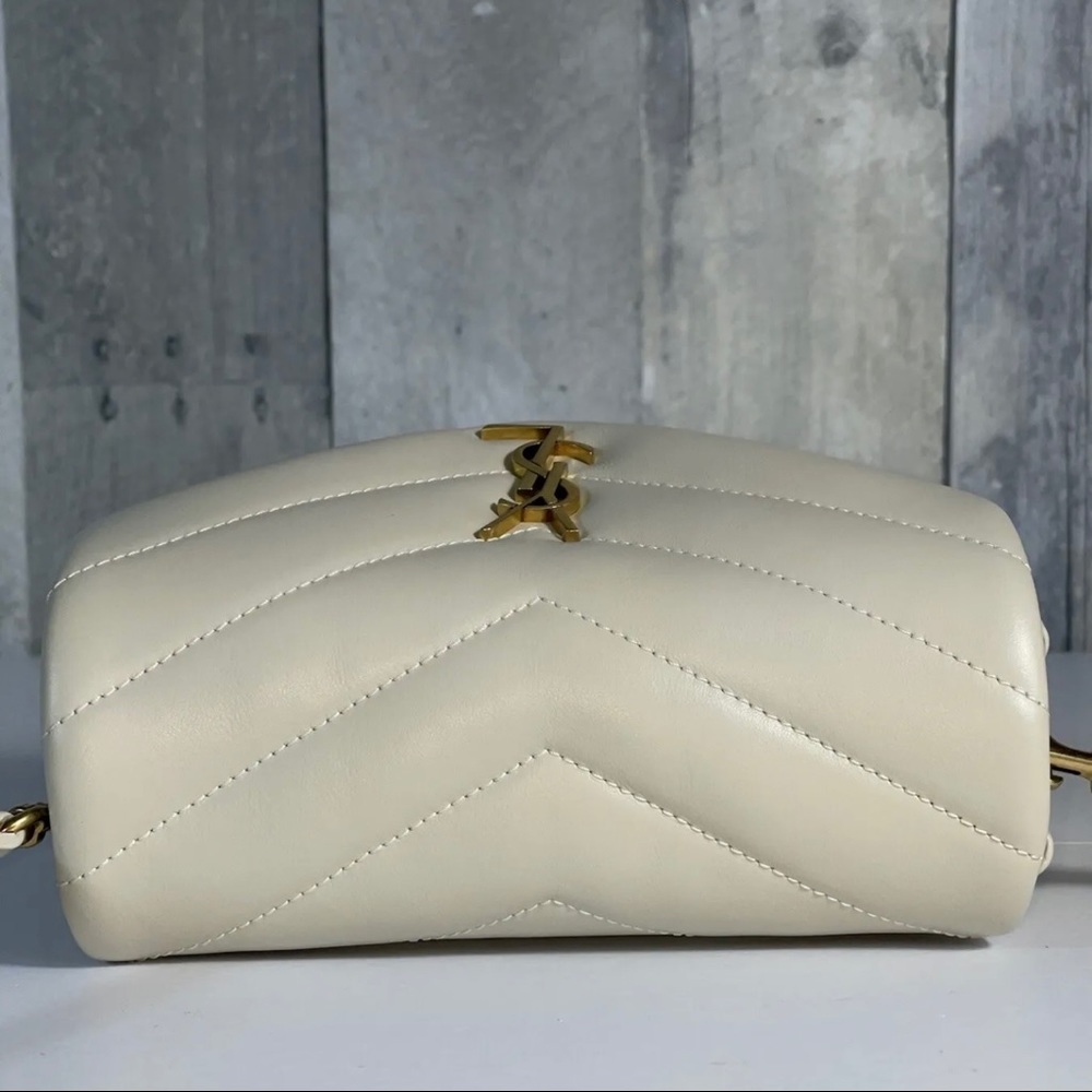 SAINT LAURENT YSL Toy Loulou Matelassé Leather Crossbody Bag - Crema Soft $1850 - Picture 5 of 12